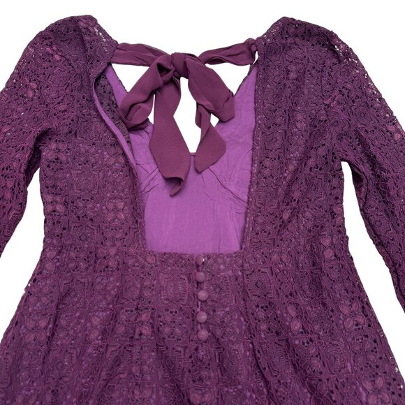 Free People Honey Honey Lace LS Mini Dress Women's Side Zip, Size 2 NWOT - Picture 3 of 9